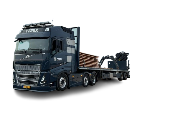 Vrachtwagen met rijplaten